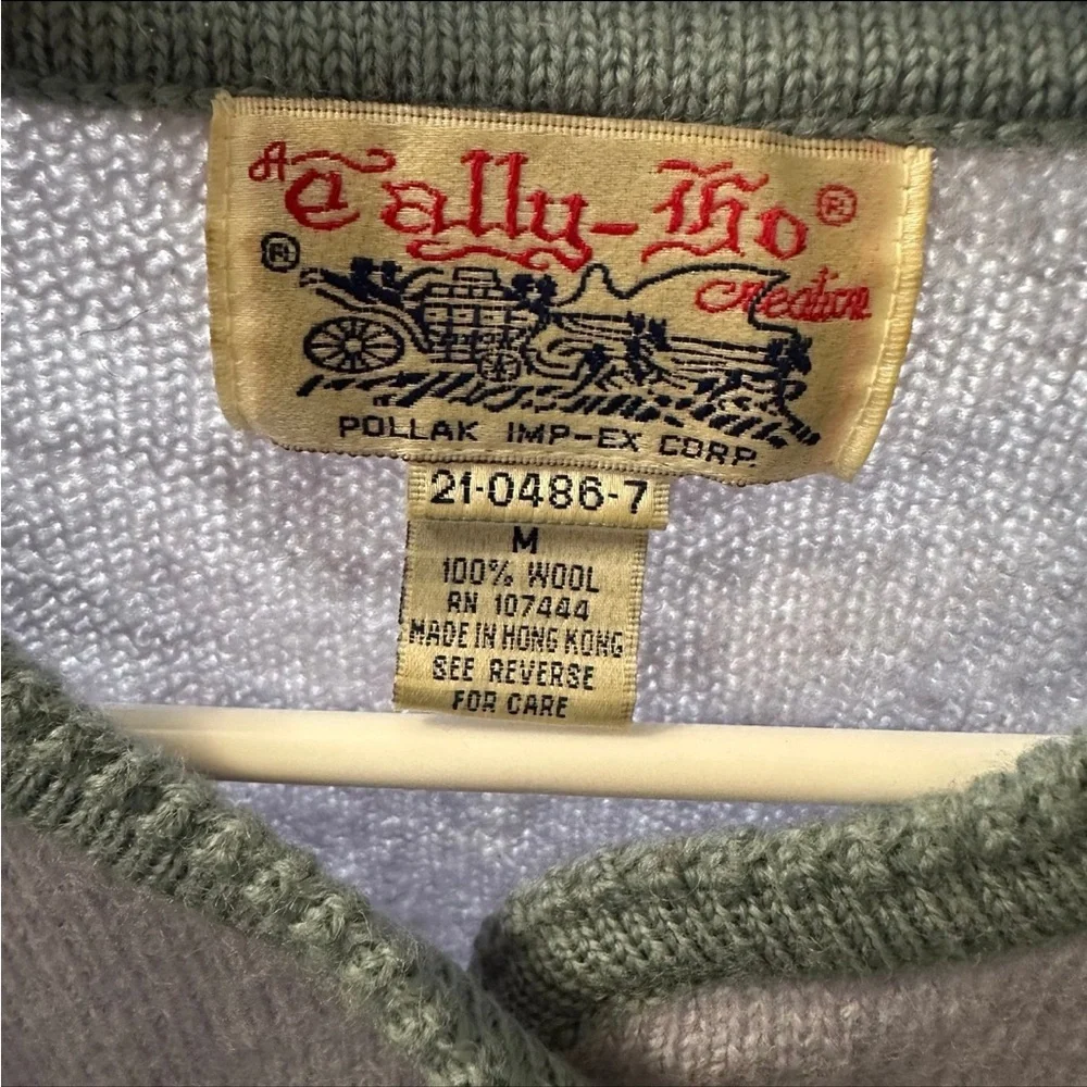 Tally Ho Blue and Gray Floral Fair Isle Cardigan Sweater Medium - Picture 4 of 8